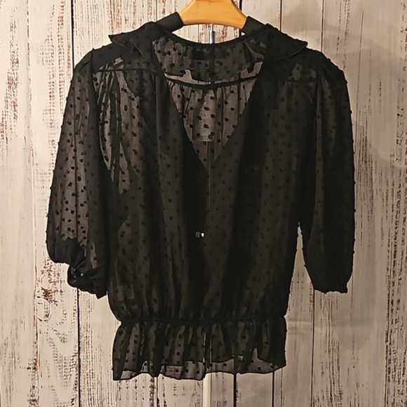 Jon & Anna Contemporary Sheer Ruffle and Dot Pattern Blouse - Picture 4 of 7